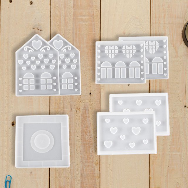 Molde de silicona con forma de casa Soledad molde decorativo de resina 7 piezas