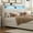 Beige, variant on AENKYO Full Size Bed Frame with LED Lights, Upholstered Storage Headboard & 4 Drawers, and Built-in Charging Station, Beige