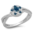 thumbnail image 1 of Dazzlingrock Collection 0.50 Carat (ctw) 10K Round Cut Blue & White Diamond Halo Engagement Ring 1/2 CT, White Gold, Size 7, 1 of 1