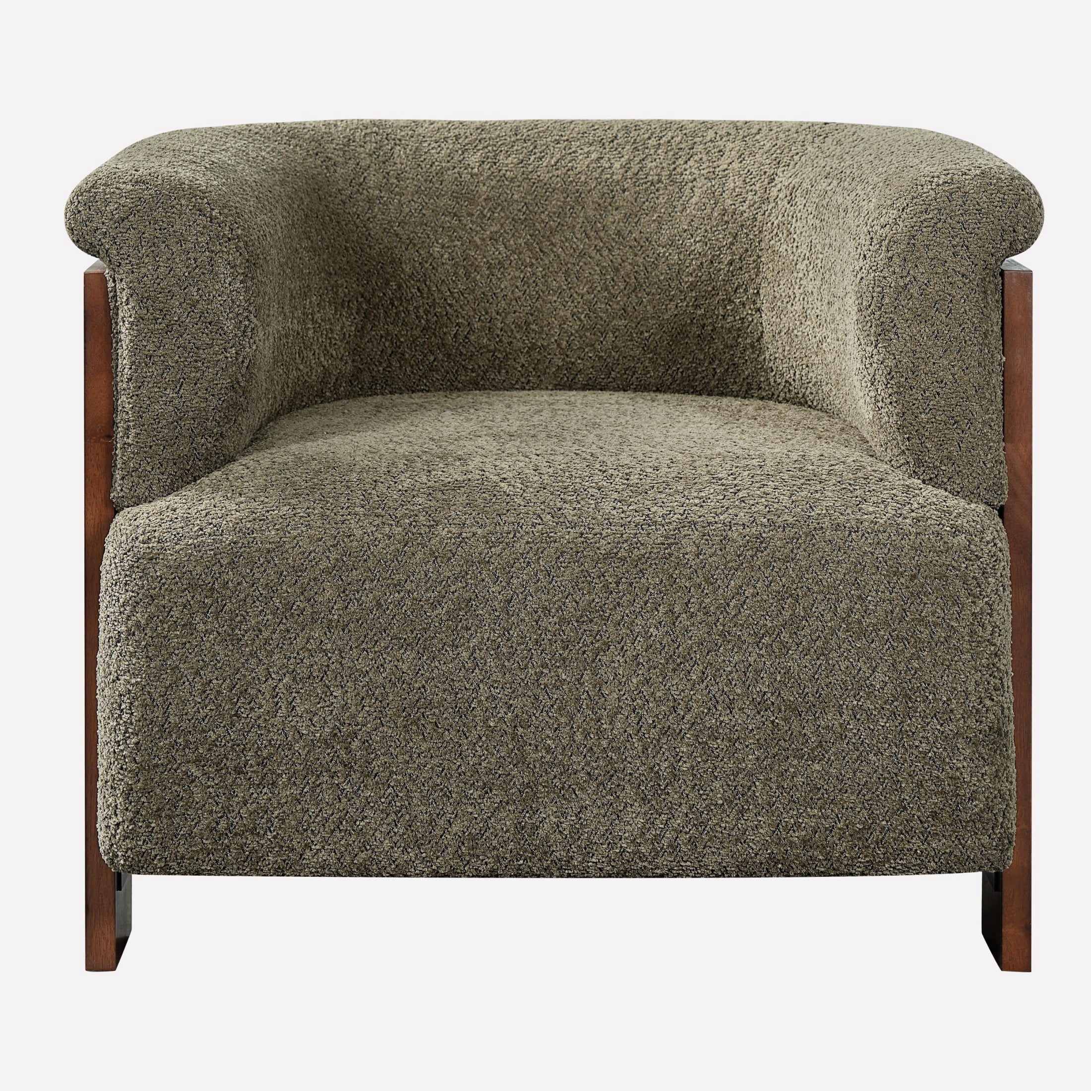 Christopher Knight Home Mid-Century Curved Upholstered Barrel Accent Chair with Wooden Legs, Green