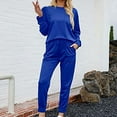 thumbnail image 2 of Cqxid525 pajamas for women set Sets for Women 2 Jogger Pajama Long Sleeve Pants Loungewear Sweatsuits Casual Matching Outfits Sleepwear Pjs Sets Lounge Set Blue 1PC, 2 of 4