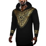 Daupanzees African Shirts for Men Metallic Floral Printed Slim Fit Long Sleeve V Neck Shirts Blouse Dashiki Shirt for Men