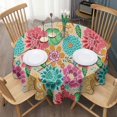thumbnail image 3 of Pioneer Flower Floral Print Pattern Round Tablecloth 60"x60",Wrinkle Wipeable Table Cloth for Kitchen Dining Room Picnic Patio Party, 3 of 6