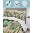 thumbnail image 4 of Green Spring Floral Twin XL Size Down Alternative Comforter, Lightweight Comforter Quilt Bedding Set with Pillow Shams Summer Botanical Tulip Vintage All Seasons Bed Comforter Duvet Insert 68"x98", 4 of 7