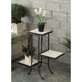 thumbnail image 2 of 4D Concepts 3 Tier Travertine Top Metal Plant Stand in Rustic Bronze, 2 of 2