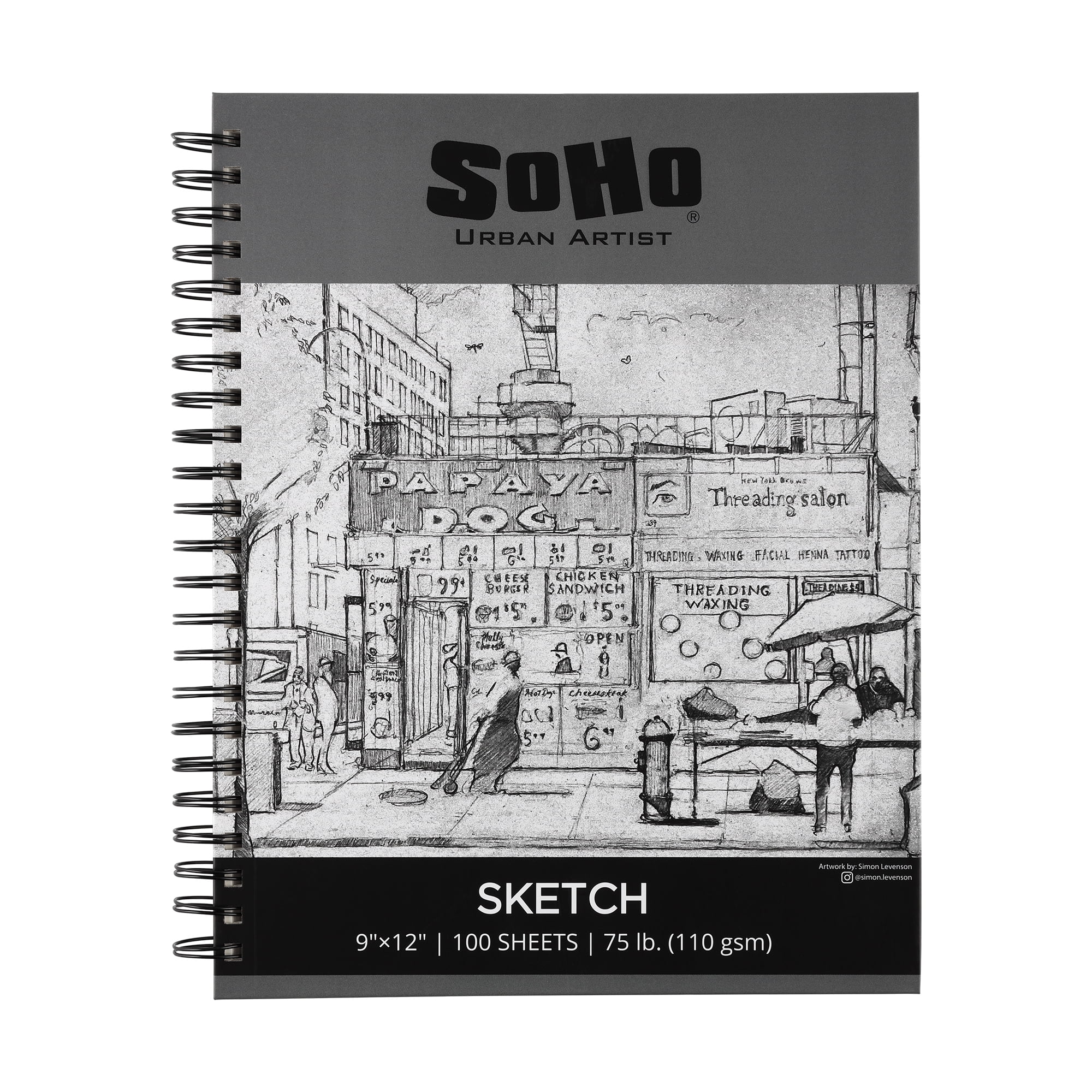 9x12 Sketch Paper Pad & 24pc Soft Oil Pastels Set Bundle, 100 Spiral Bound Sheets Textured Surface and Bleed Proof Canvas Paper (110lb/180gsm)