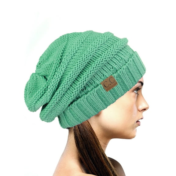 NYFASHION101 Exclusive Oversized Baggy Slouchy Thick Winter Beanie Hat - Mint