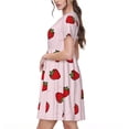 thumbnail image 2 of Vsdgher Robes Maxi Midi Décontractées Fraise pour Femmes Été 2025 Manches Courtes Légères Col Rond Robe de Plage, 2 of 6