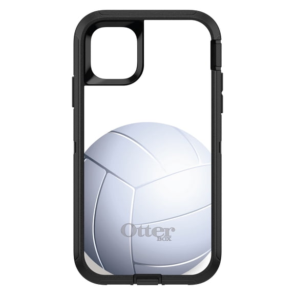 DistinctInk OtterBox Defender Custom Case for Apple iPhone 15 (6.1" Screen) - White Volleyball - Shockproof Protection
