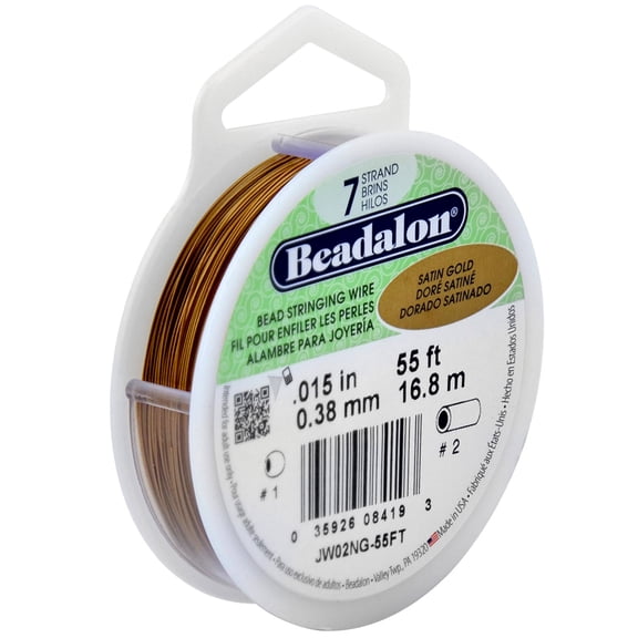Beadalon 0.38mm Satin Gold 7 Strand Bead Stringing Wire, 12 Pack