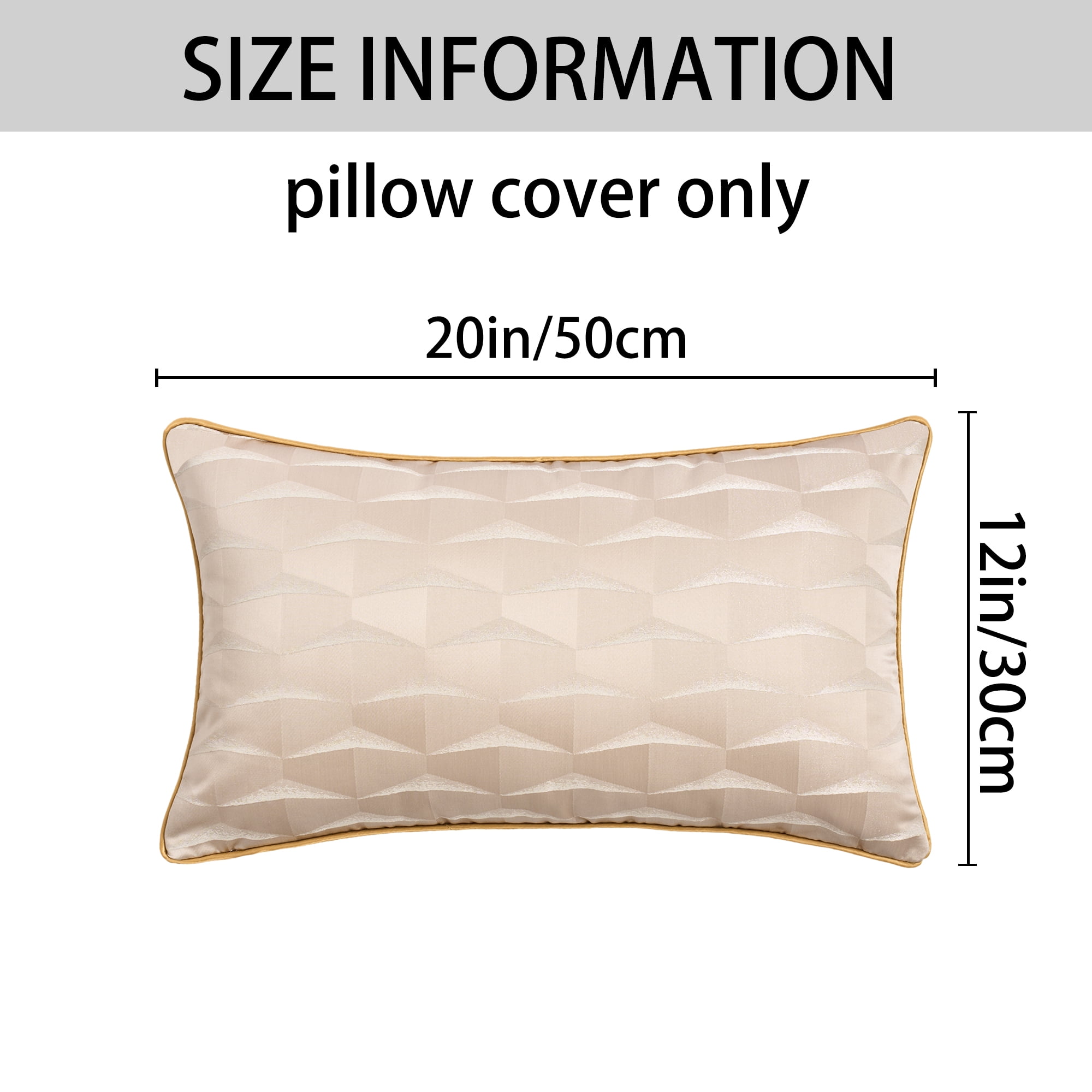 Unique Bargains 2pcs Satin Throw Pillow Covers for Sofa Bed Room Beige 20" x 12"