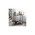 thumbnail image 6 of mDesign Metal Rectangle Rolling Food and Beverage Bar Cart with Glass Shelves, Black, 6 of 8