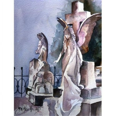 Carolines Treasures JMK1201CHF Angels in the Cemetary with Cross Flag Canvas House Size  Large multicolor