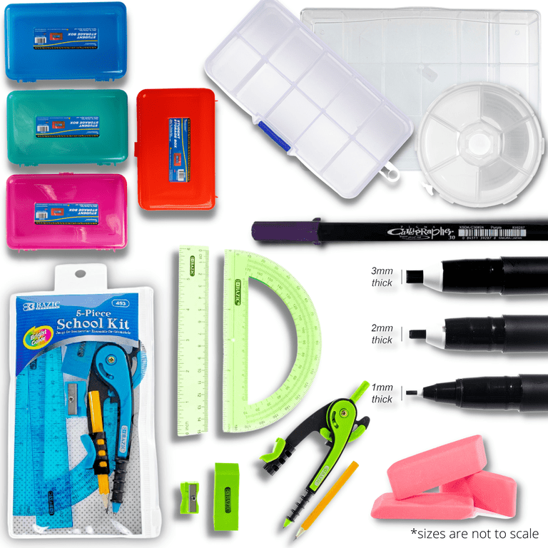 Craft County 5 Piece School Kit with Zipper Pouch, School Supplies