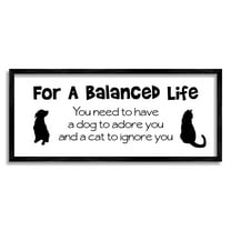 Balanced Life Cat & Dog Funny Animals & Insects Graphic Art Black Framed Art Print Wall Art