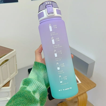

Large Capacity 1L Water Bottle With Time Marker Girl Motivational Gym Drinking Cup Portable Sport Kettle Tumbler Leakproof Mug