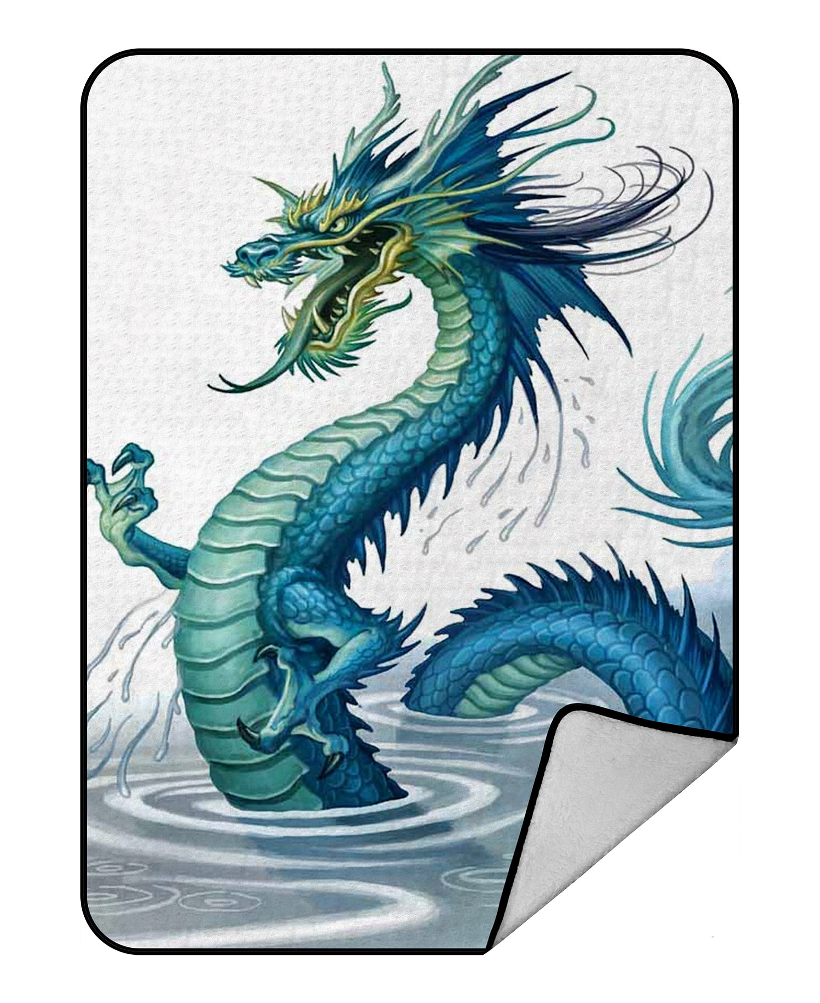 GCKG Golden Chinese Dragon Fleece Blanket Crystal Velvet Front and