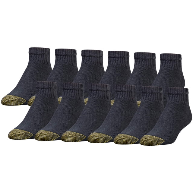 Calcetines GOLDTOE 656P de algodón, tobilleros, negros, 12 pares, XL