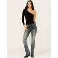 thumbnail image 3 of Grace In La Women's Medium Wash Mid Rise Half Dreamcatcher Pocket Bootcut Jeans - EB-S646 29W x 34L, 3 of 4