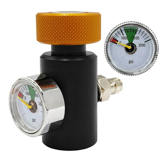 Adaptateur de Réservoir de CO2 de Paintball, Adaptateur de Remplissage pour Télécommande de Paintball avec Jauge de 3000 Psi, Connecteur de Remplissage Rapide pour Systèmes Télécommandés - Filetage G1/2-14 pour la Plongée et la Lutte contre les Incendies
