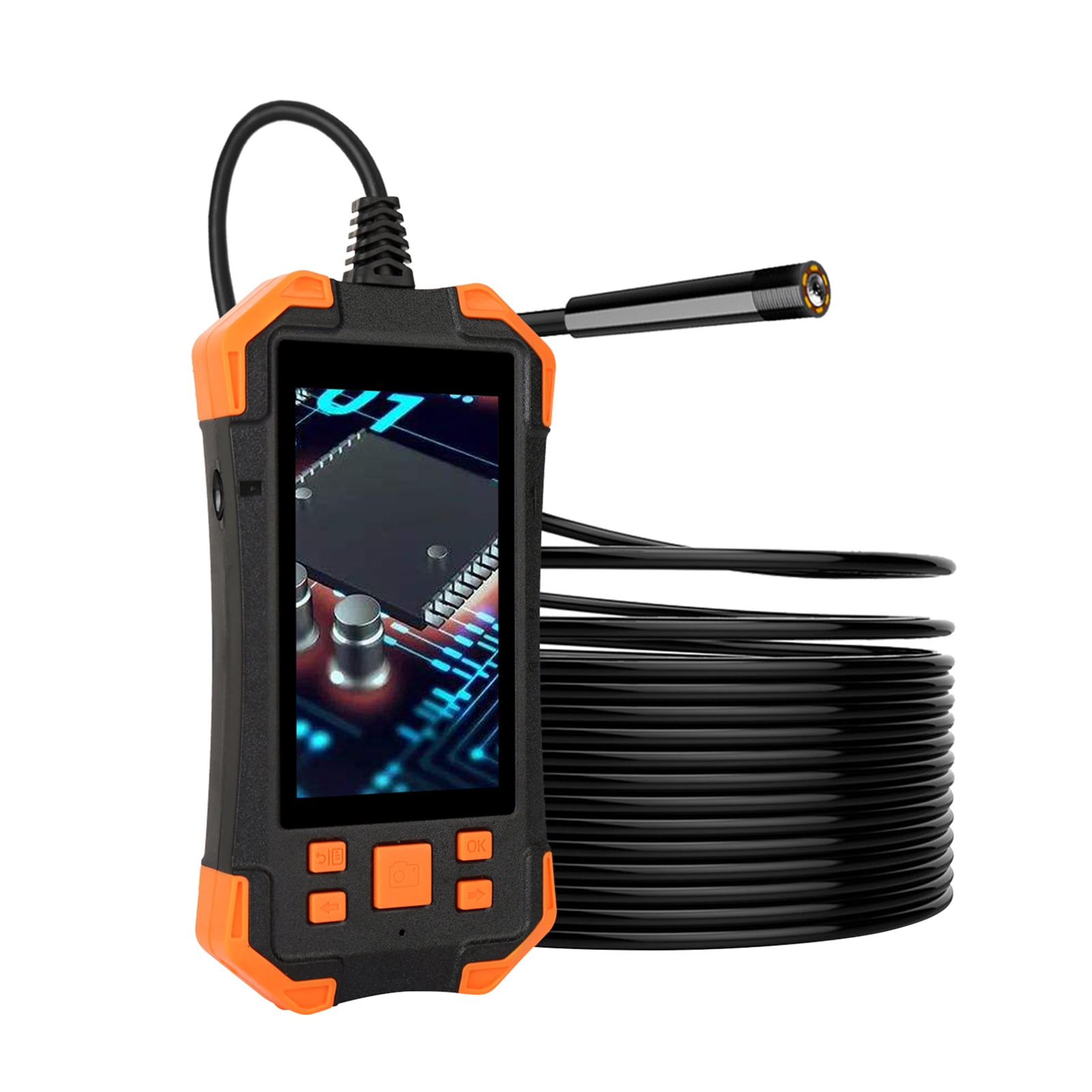 2M Endoscope Industrial 4.3 in IPS Screen Borescope Camera IP67 Waterproof 1080P HD 5.5mm Lens Inspection Camera with 6 LED Lights and Semi-Rigid Cable 