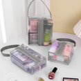 thumbnail image 3 of Bolsas de maquillaje para mujer, estuche de cosméticos de malla de Color transparente, bolsa de almacenamiento de herramientas para brochas cosméticas, bolsa organizadora de viaje, S, M, L, nuevo, 3 of 4