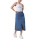 thumbnail image 2 of Falda de mezclilla midi ajustada de cintura alta con abertura y dobladillo sin terminar para mujer INSPIRE CHIC XL azul, 2 of 6