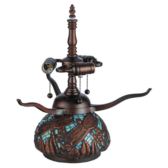 Meyda Lighting 17'H Tiffany Dragonfly Mosaic Table Lamp Base, Blue/Green - 20036