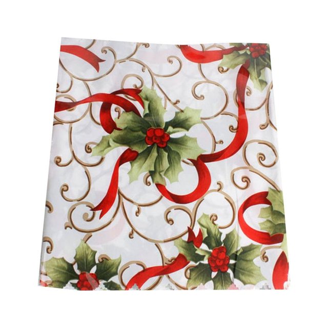 Table de Noël Coureur Fruits Rouges Vieux Homme Chapeau Tête Claret Fleurs Blanches Nappe Fête Décoration de Dîner