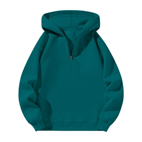 Hoodies for Women Hoodie Fashion Solid Casual Half Zipper Hoodie Loose Sports Sweatshirt Hemlock