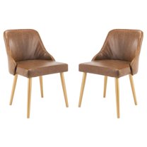 SAFAVIEH Lulu Modern Upholstered Dining Chair, Light Brown, Set of 2