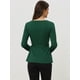 thumbnail image 4 of Blusa Peplum envolvente Allegra K Verde M Manga Larga Cuello V, 4 of 6