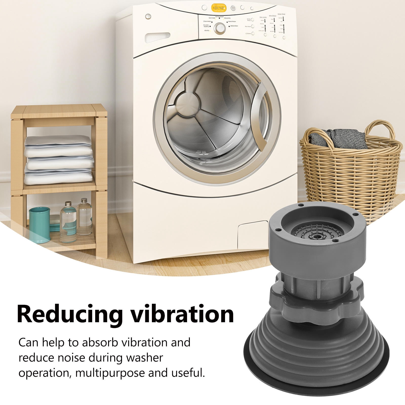 ULTNICE 4Pcs Non Vibration Washing Machine Feet Grey Plastic for Home Use Washers Dryers 11.8x4.1x2.6in