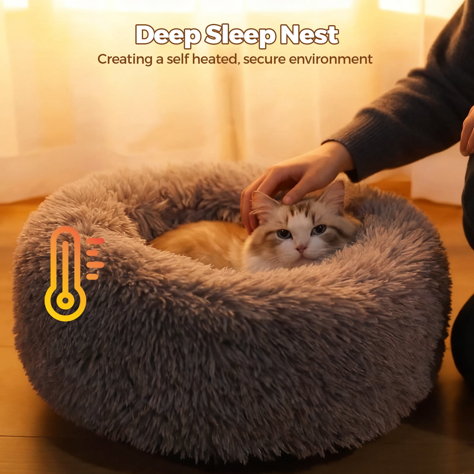 YARRAMATE Dog & Cat Bed, Washable and Anti-Slip Plush Pet Sleeping Mat, Comfort Round Pet Bed for Large Dogs (24"x24"x8")