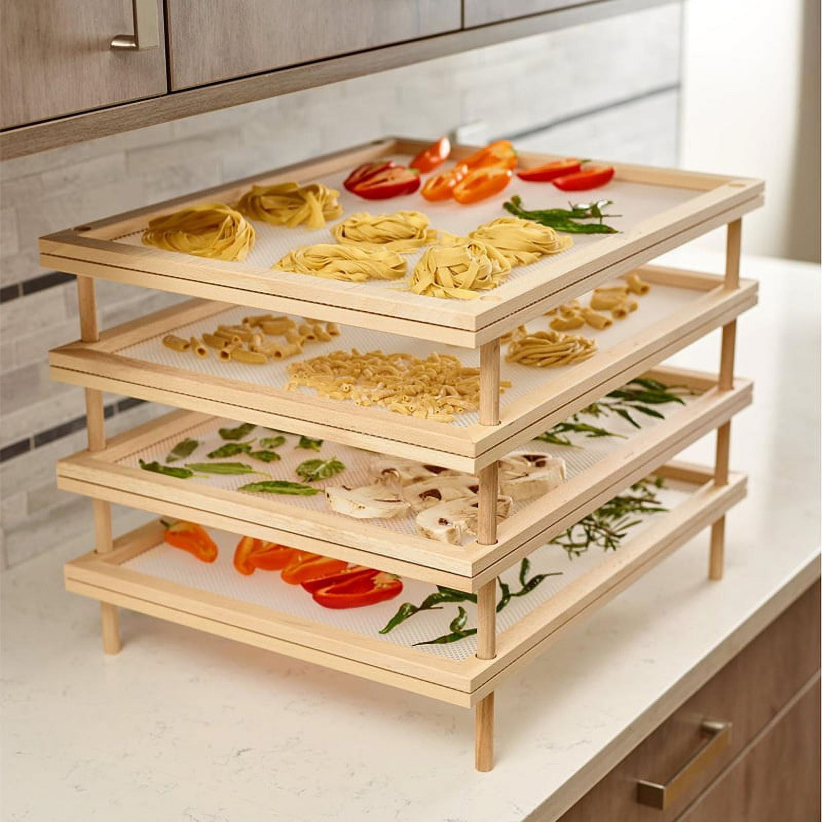 Wooden Pasta Dryer, Pasta Rack for Drying, Bamboo Pasta Drying Rack with  Transfe