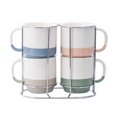 thumbnail image 3 of Mainstays Two-Tone Ceramic Stacking Mug Set, 13 oz, 5 Piece, 3 of 8