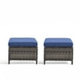 thumbnail image 2 of Unnifurnzi Outdoor Ottoman Set of 2-All Weather Wicker Outdoor Footstool with Removable Cushions Outdoor Olefin Fabric Patio Ottoman for Deck Porch Balcony Garden-Gray/Blue, 2 of 7