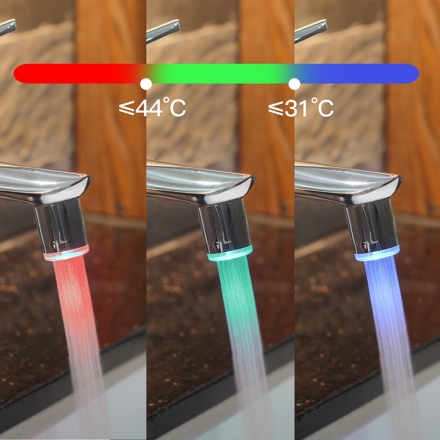 CARCHET® 3 Color Changing RGB Temperature Sensor LED Faucet Sprayer Nozzle CARCHET® 3 Color Changing RGB Temperature Sensor LED Faucet Sprayer Nozzle