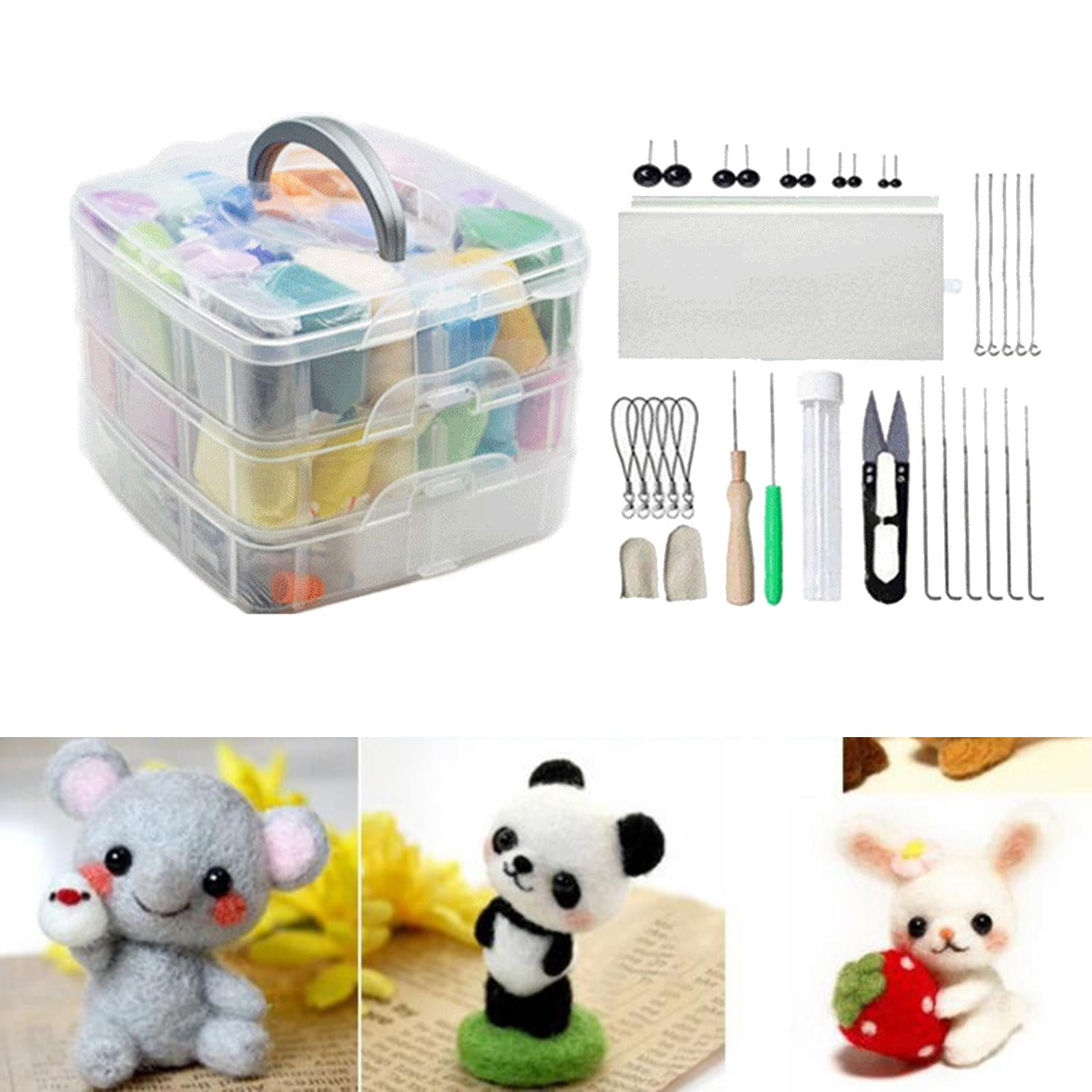 GUOOL Needle Felting Kit Supplies Wooden Handle Felt Work Tools Foam Mat Storage Box Scissor Toys Hand Crafts - 40 Colors