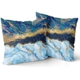 thumbnail image 5 of Navy Blue Throw Pillow Covers 18x18 Set of 2, Gold Teal Abstract Marble Throw Pillows Cover, Turquoise Modern Seasonal Pillowcases Decor Gifts for Bed Couch Sofa Living Room, 5 of 6