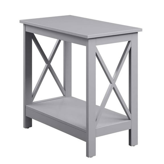 Pemberly Row Contemporary Wood Chairside End Table with Shelf in Gray