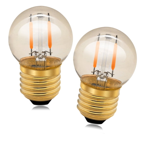 Ruiandsion G40 LED Filament Bulb, E26 Base, 2200K Amber Glass, 120V 1W 80LM, for Home Patio String Lights, 2-Pack