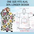thumbnail image 4 of Oversized Wearable Blanket Hoodie,Pioneer Flower Floral Print Pattern Sherpa Blanket Hoodie with Super Pockets,Super Warm Fuzzy Pullover for Women & Men, 4 of 6