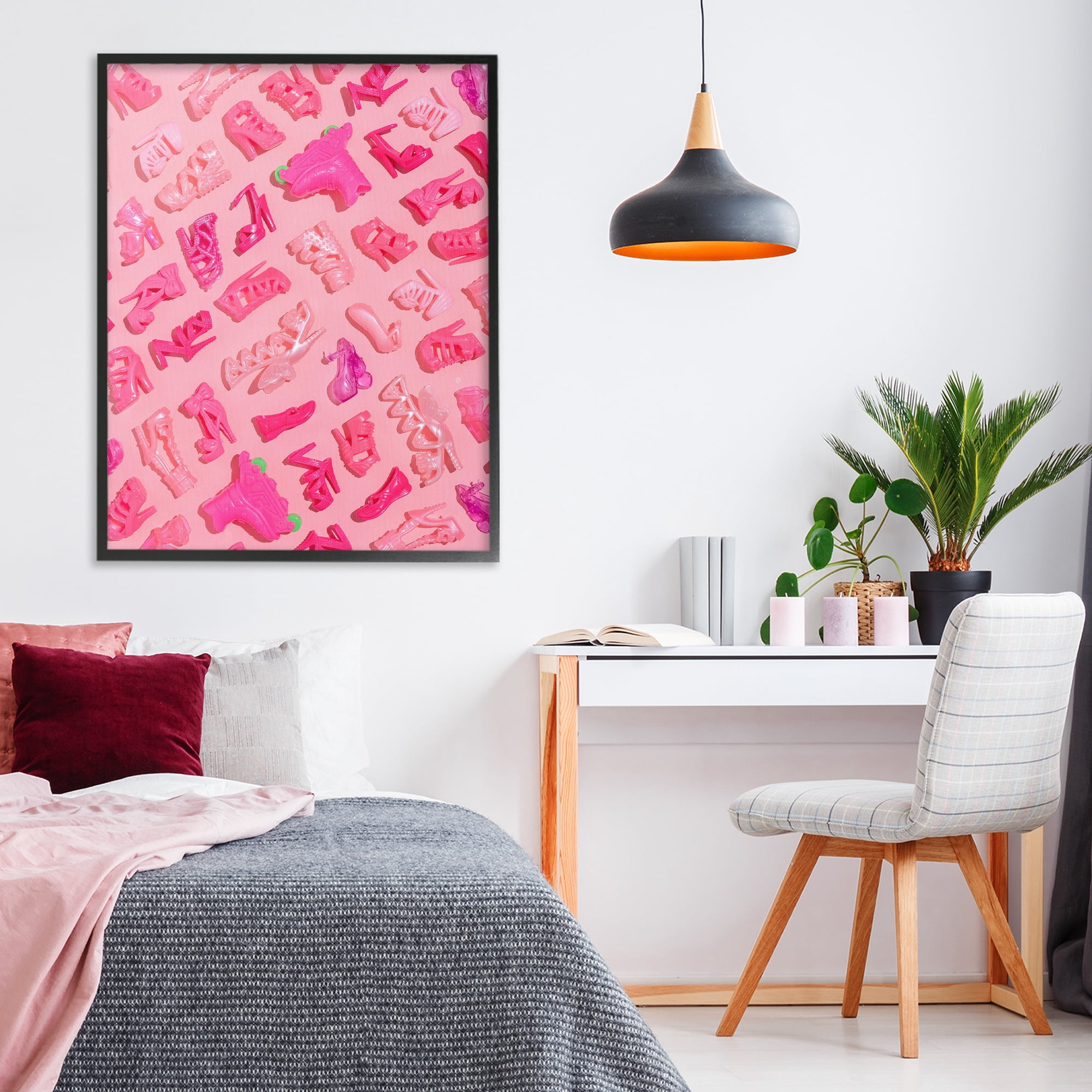 Stupell Industries Tiny Doll Shoes Pink Black Framed Giclee Art, design by LISH Creative