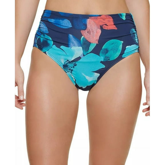 Calvin Klein BLUE FLORAL Liquid Convertible Swim Bottom, US X-Large