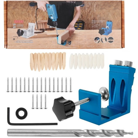 

15 Degree Pocket Hole Screw Jig Dowel Drill Joinery Kit 46PCS Woodworking Angle Drilling Guide Angle Tool Kit Hole Positioner Locator Tool Carpentry Locator Craft (Blue)