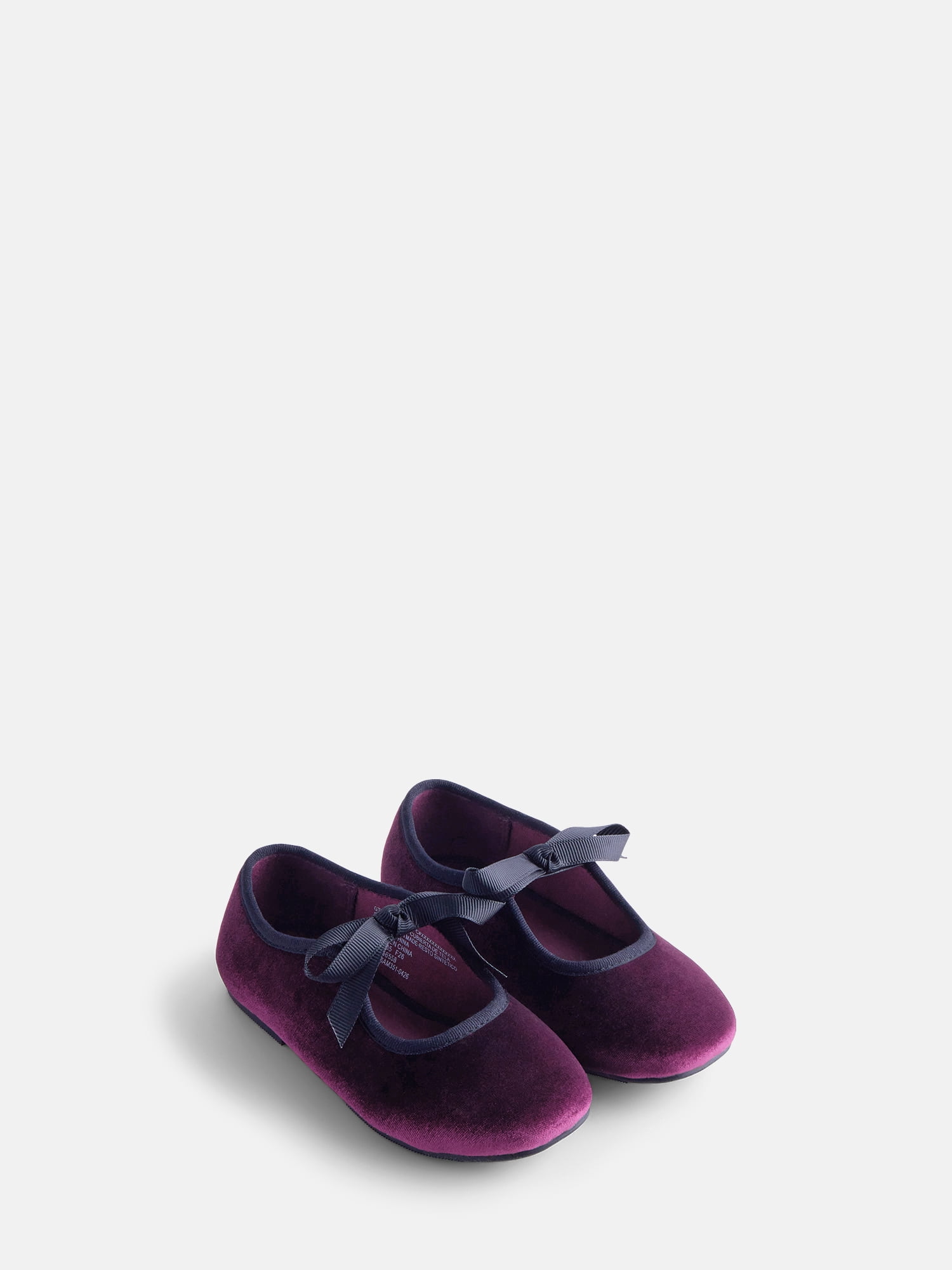 Wonder Nation Toddler Girls Velvet Bow Ballet Flats