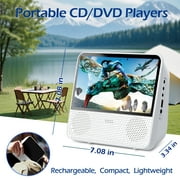 Portable DVD Player with 4000mAh rechargeable battery,Desktop CD/DVD Player Built-in Dueal Speakers,Support Bluetooth/AUX/AV/USB Connection, 7-Inch 1024*600 HD Screen