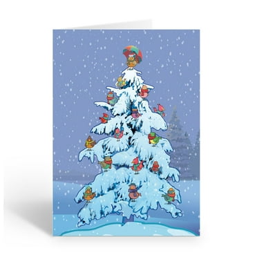 Snowy Tree Holiday Card - 12 Cards with Envelopes - Christmas - 18137