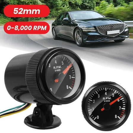 2" 52mm Car Tachometer Gauge Meter with LED Light 0-8000 RPM 12V
